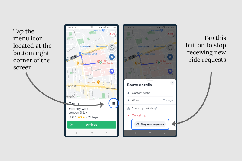How to stop new trip requests?