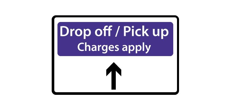 Luton Airport Drop off / Pick up traffic sign.