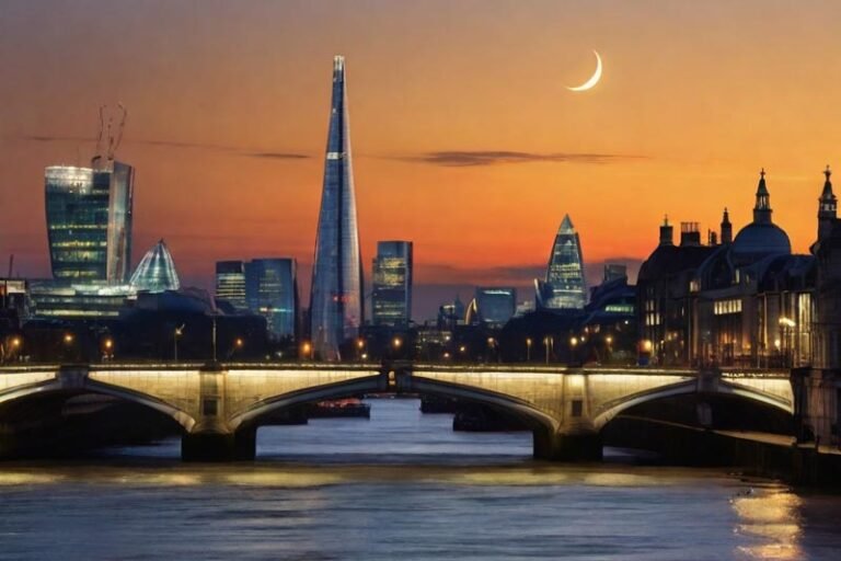 Crescent Moon Over London