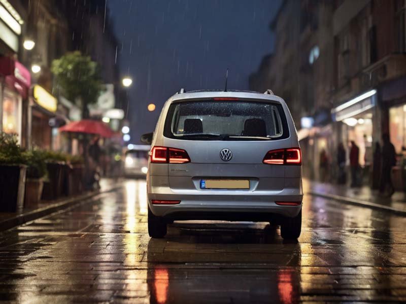 VW Sharan at night rain.