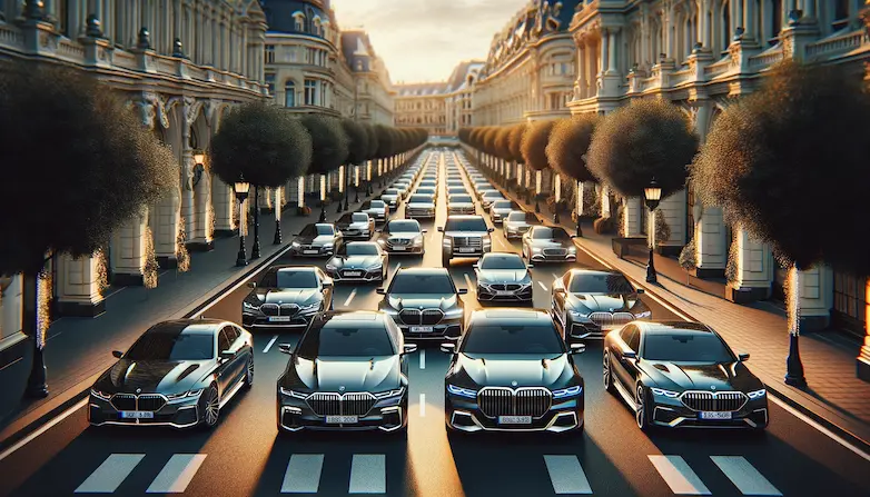 A fleet of luxury cars
